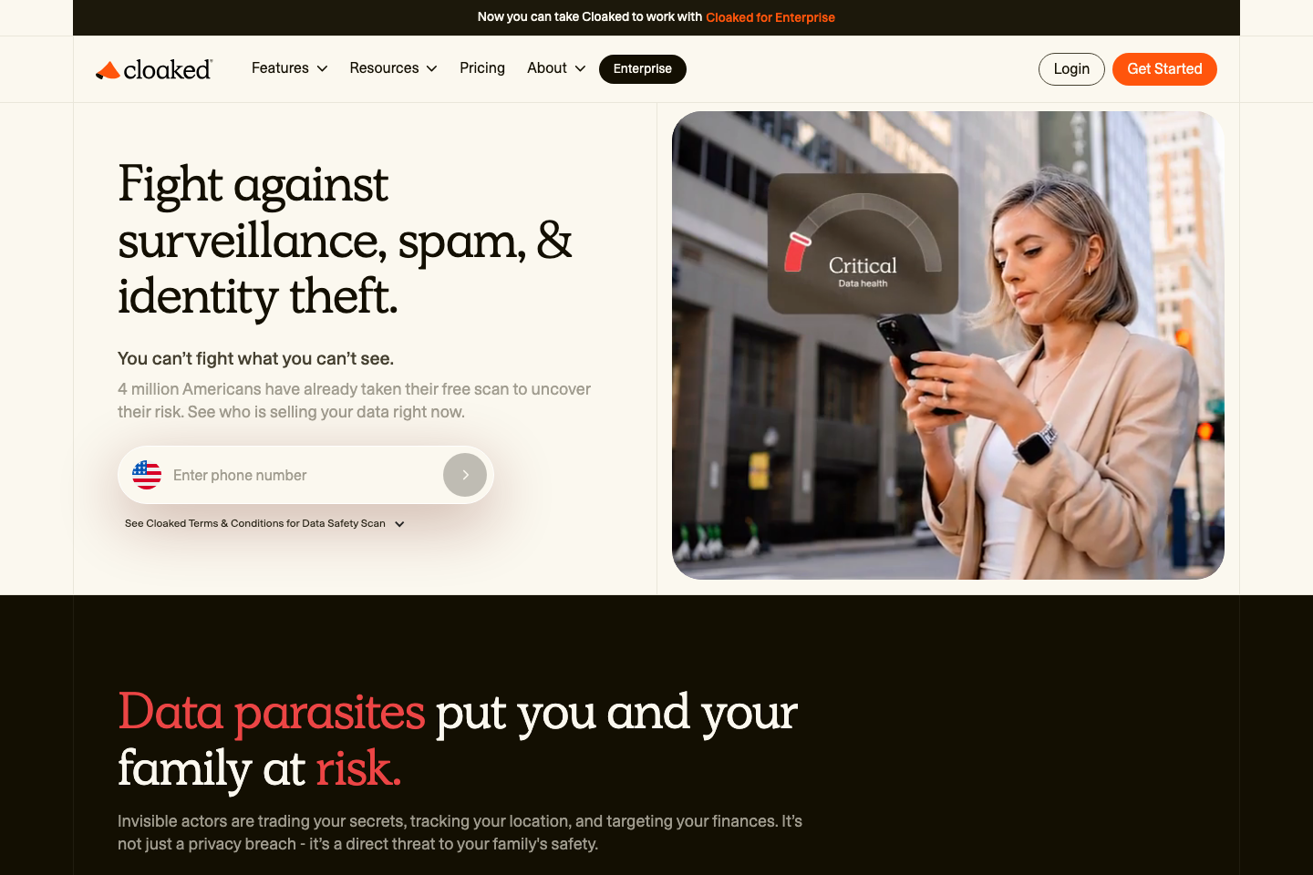 Screenshot preview of Cloaked website