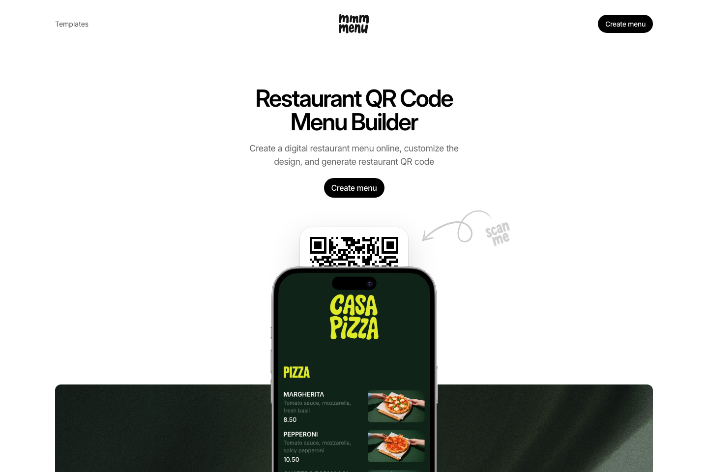 Screenshot preview of mmmmenu website