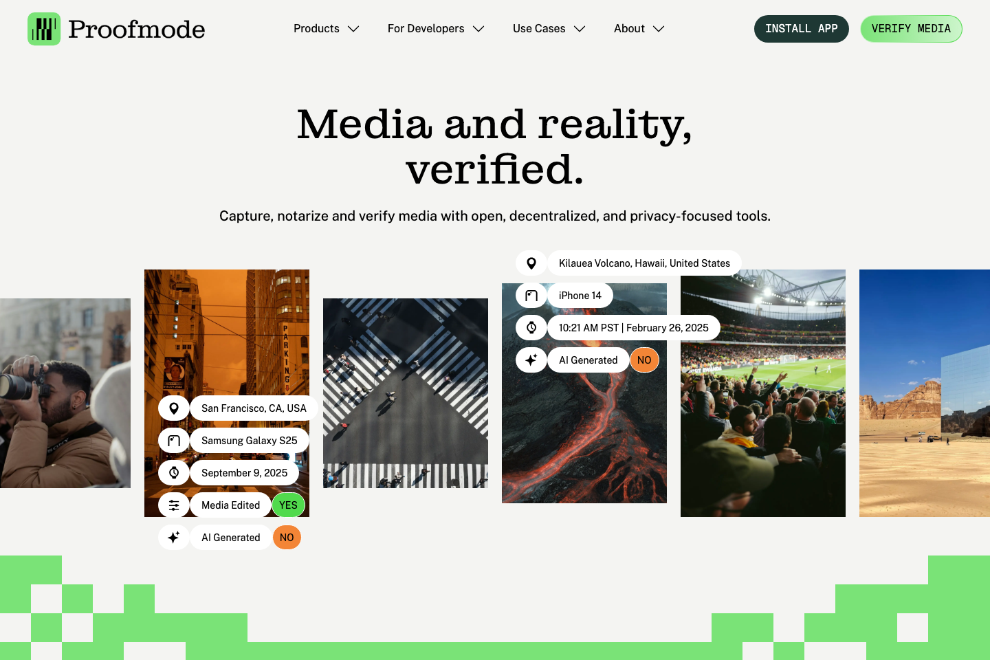 Screenshot preview of Proofmode website